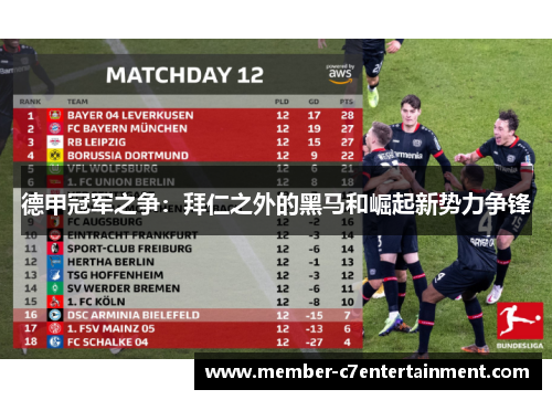 德甲冠军之争：拜仁之外的黑马和崛起新势力争锋